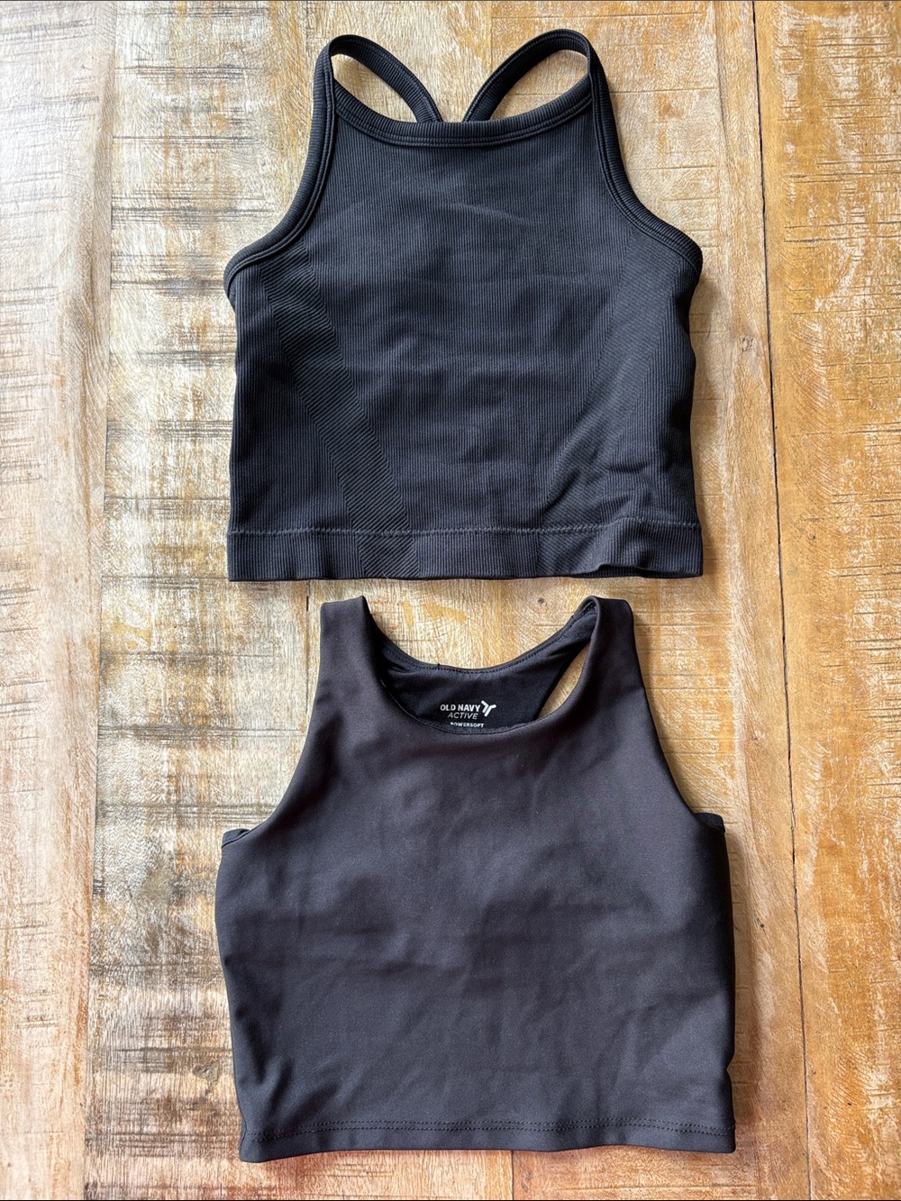 Girls Black Cropped Athletic Tanks Set S(6/7) - Picture 3 of 7